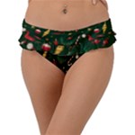 Texture, Pattern, Red, Craciun, Christmas, Hat, Santa, Green Frill Bikini Bottoms