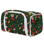 Texture, Pattern, Red, Craciun, Christmas, Hat, Santa, Green Toiletries Pouch