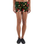 Texture, Pattern, Red, Craciun, Christmas, Hat, Santa, Green Yoga Shorts