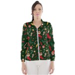 Texture, Pattern, Red, Craciun, Christmas, Hat, Santa, Green Women s Windbreaker