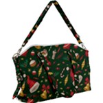 Texture, Pattern, Red, Craciun, Christmas, Hat, Santa, Green Canvas Crossbody Bag