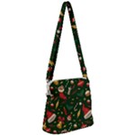 Texture, Pattern, Red, Craciun, Christmas, Hat, Santa, Green Zipper Messenger Bag