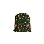 Texture, Pattern, Red, Craciun, Christmas, Hat, Santa, Green Drawstring Pouch (XS)