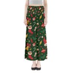 Texture, Pattern, Red, Craciun, Christmas, Hat, Santa, Green Full Length Maxi Skirt