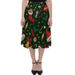 Texture, Pattern, Red, Craciun, Christmas, Hat, Santa, Green Classic Midi Skirt