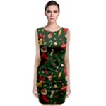 Texture, Pattern, Red, Craciun, Christmas, Hat, Santa, Green Classic Sleeveless Midi Dress