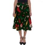 Texture, Pattern, Red, Craciun, Christmas, Hat, Santa, Green Perfect Length Midi Skirt