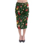 Texture, Pattern, Red, Craciun, Christmas, Hat, Santa, Green Midi Pencil Skirt