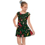 Texture, Pattern, Red, Craciun, Christmas, Hat, Santa, Green Kids  Cap Sleeve Dress