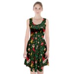 Texture, Pattern, Red, Craciun, Christmas, Hat, Santa, Green Racerback Midi Dress