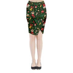 Texture, Pattern, Red, Craciun, Christmas, Hat, Santa, Green Midi Wrap Pencil Skirt from ArtsNow.com