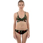 Texture, Pattern, Red, Craciun, Christmas, Hat, Santa, Green Wrap Around Bikini Set