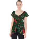 Texture, Pattern, Red, Craciun, Christmas, Hat, Santa, Green Lace Front Dolly Top