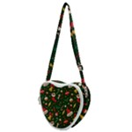 Texture, Pattern, Red, Craciun, Christmas, Hat, Santa, Green Heart Shoulder Bag