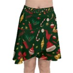 Texture, Pattern, Red, Craciun, Christmas, Hat, Santa, Green Chiffon Wrap Front Skirt