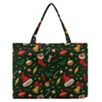 Texture, Pattern, Red, Craciun, Christmas, Hat, Santa, Green Zipper Medium Tote Bag