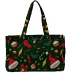 Texture, Pattern, Red, Craciun, Christmas, Hat, Santa, Green Canvas Work Bag