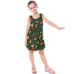 Texture, Pattern, Red, Craciun, Christmas, Hat, Santa, Green Kids  Sleeveless Dress