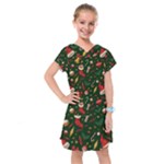 Texture, Pattern, Red, Craciun, Christmas, Hat, Santa, Green Kids  Drop Waist Dress