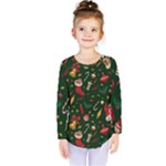 Texture, Pattern, Red, Craciun, Christmas, Hat, Santa, Green Kids  Long Sleeve T-Shirt