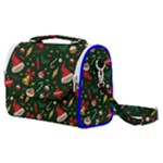 Texture, Pattern, Red, Craciun, Christmas, Hat, Santa, Green Satchel Shoulder Bag