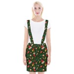 Texture, Pattern, Red, Craciun, Christmas, Hat, Santa, Green Braces Suspender Skirt