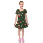 Texture, Pattern, Red, Craciun, Christmas, Hat, Santa, Green Kids  Short Sleeve Velvet Dress