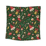 Texture, Pattern, Red, Craciun, Christmas, Hat, Santa, Green Square Tapestry (Small)