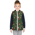 Texture, Pattern, Red, Craciun, Christmas, Hat, Santa, Green Kids  Hooded Puffer Vest