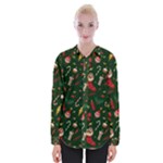 Texture, Pattern, Red, Craciun, Christmas, Hat, Santa, Green Womens Long Sleeve Shirt