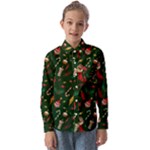 Texture, Pattern, Red, Craciun, Christmas, Hat, Santa, Green Kids  Long Sleeve Shirt