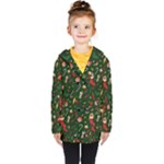 Texture, Pattern, Red, Craciun, Christmas, Hat, Santa, Green Kids  Double Breasted Button Coat