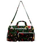 Texture, Pattern, Red, Craciun, Christmas, Hat, Santa, Green Sports Gym Duffle Bag with Shoe Compartment