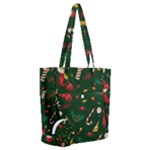 Texture, Pattern, Red, Craciun, Christmas, Hat, Santa, Green Everyday Shoulder Bag with Pouch Bag