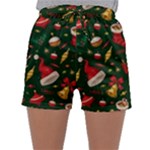 Texture, Pattern, Red, Craciun, Christmas, Hat, Santa, Green Sleepwear Shorts