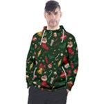 Texture, Pattern, Red, Craciun, Christmas, Hat, Santa, Green Men s Pullover Hoodie