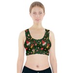 Texture, Pattern, Red, Craciun, Christmas, Hat, Santa, Green Sports Bra With Pocket