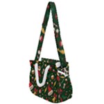 Texture, Pattern, Red, Craciun, Christmas, Hat, Santa, Green Rope Handles Shoulder Strap Bag