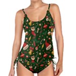 Texture, Pattern, Red, Craciun, Christmas, Hat, Santa, Green Tankini Set