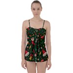 Texture, Pattern, Red, Craciun, Christmas, Hat, Santa, Green Babydoll Tankini Set