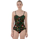 Texture, Pattern, Red, Craciun, Christmas, Hat, Santa, Green Sweetheart Tankini Set