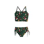 Texture, Pattern, Red, Craciun, Christmas, Hat, Santa, Green Girls  Tankini Swimsuit