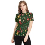 Texture, Pattern, Red, Craciun, Christmas, Hat, Santa, Green Women s Short Sleeve Rash Guard