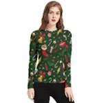 Texture, Pattern, Red, Craciun, Christmas, Hat, Santa, Green Women s Long Sleeve Rash Guard