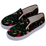 Texture, Pattern, Red, Craciun, Christmas, Hat, Santa, Green Kids  Canvas Slip Ons