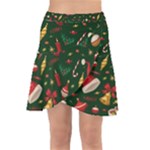 Texture, Pattern, Red, Craciun, Christmas, Hat, Santa, Green Wrap Front Skirt