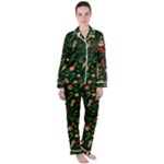 Texture, Pattern, Red, Craciun, Christmas, Hat, Santa, Green Women s Long Sleeve Satin Pajamas Set	