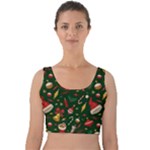 Texture, Pattern, Red, Craciun, Christmas, Hat, Santa, Green Velvet Crop Top