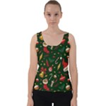 Texture, Pattern, Red, Craciun, Christmas, Hat, Santa, Green Velvet Tank Top