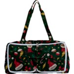 Texture, Pattern, Red, Craciun, Christmas, Hat, Santa, Green Multi Function Bag